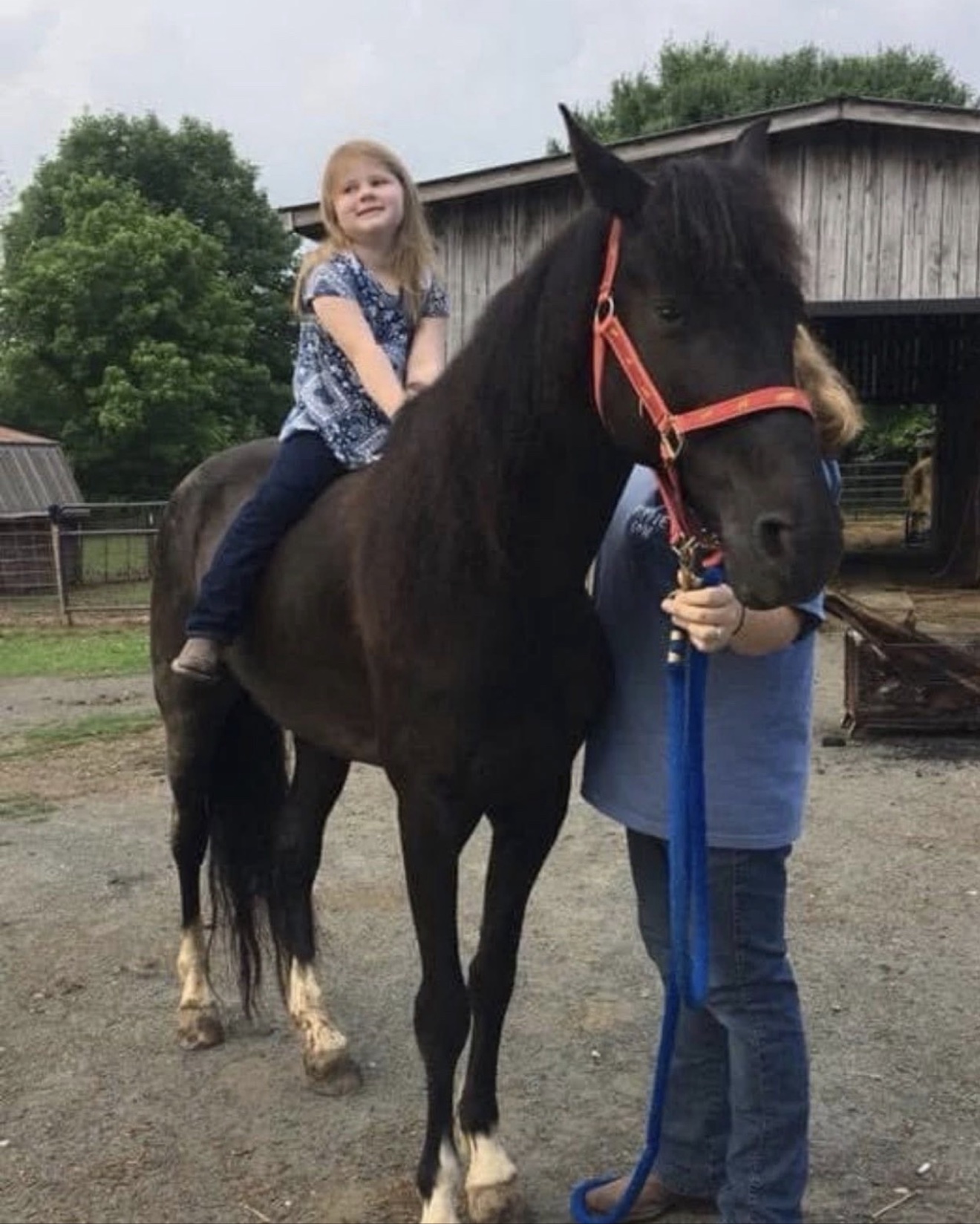 A Hayley Stables customer posing outdoors with their horse