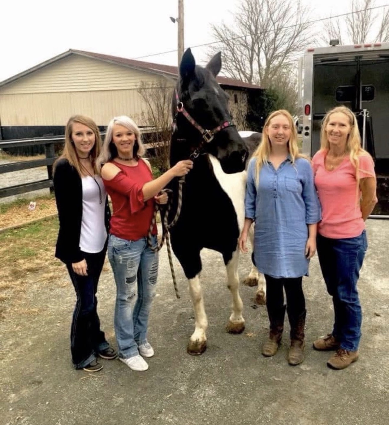 A customer with a horse purchased from Hayley Stables